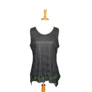 Black Lace Tank Top Size 1X Fully Lined Shannon Ford
